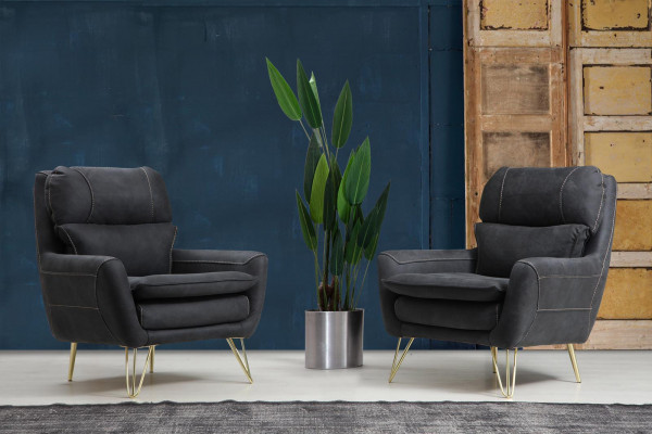 Chair Seat Sitter Design Living Room Upholstery Luxury Black Waiting Room