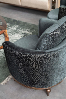 Round chair luxury upholstery design textile 1-seater furniture furniture
