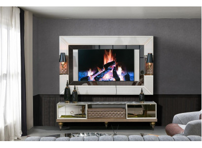 Wall unit set rtv tv stand lowboard table wood luxury xxl cabinet