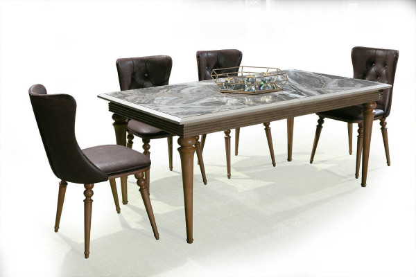 Complete Set Dining Table 4x Chairs Dining Room Set Dining Wood Table 4 Piece Set