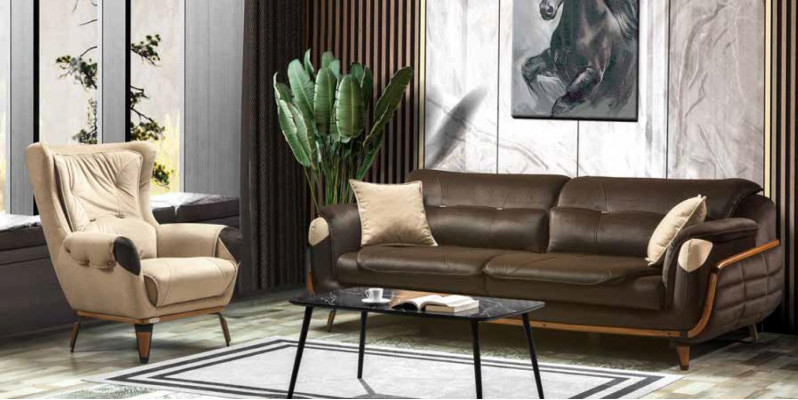 3-seater sofa, armchair design, upholstered seat, classic design, living room