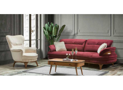 Sofa 3-seater + armchair living room sofa sofas armchair luxury fabric furniture