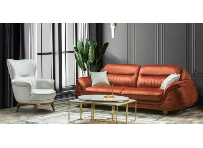 Sofa 3-seater + armchair, living room sofa, sofas, armchair, fabric furniture, luxury.