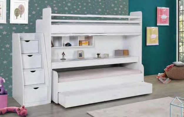 Children's bunk bed 3 beds loft bed wood youth room furniture double-decker bed