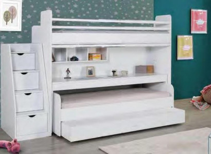 Children's bunk bed 3 beds loft bed wood youth room furniture double-decker bed