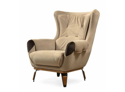 Classic armchair seat upholstered single-seater fabric beige for TV living room