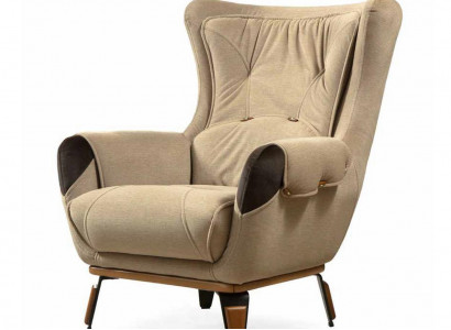 Classic armchair seat upholstered single-seater fabric beige for TV living room