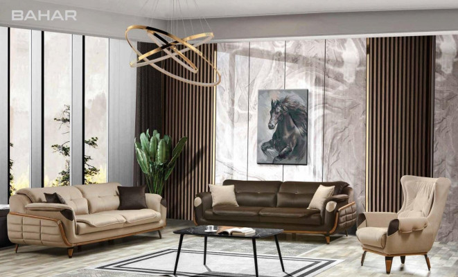 Classic armchair seat upholstered single-seater fabric beige for TV living room