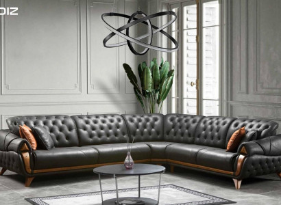 Living room leather black sofa sofas L-shaped seat color corner sofa couch