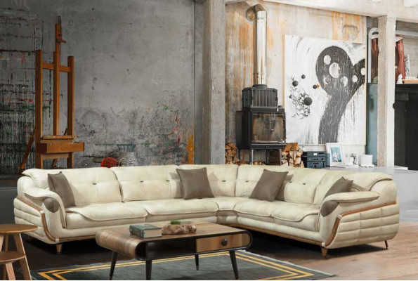 Luxury corner sofa L-shape set seating living room upholstered furniture corner sofa