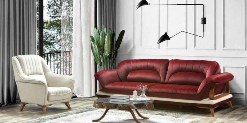Luxury Suite Set Sofa Suite 3+3+1 Seater Sofas Armchair Fabric 3-piece.