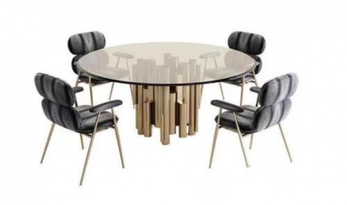 Designer table gold dining table round glass round tables modern luxurious