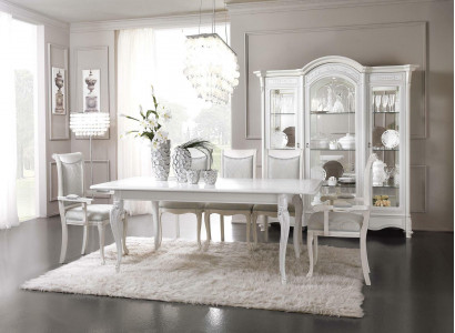 Italian Dining Room Furniture Set Dining Group Cabinet Table 6x Chairs 8-piece.