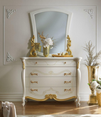 Elegant style furniture bedroom wardrobe dresser classic sideboard with mirror