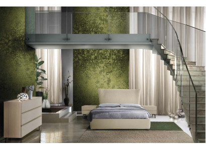 Luxury bedroom set 4-piece. Bed + 2x bedside table + dresser Modern design beds