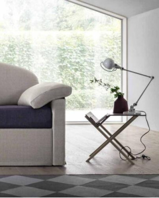Design sofa, 3-seater couch, upholstered luxury fabric, two-tone, Italian furniture