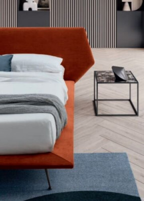 Double bed design upholstered bedroom 200x200cm modern wood bed Italy