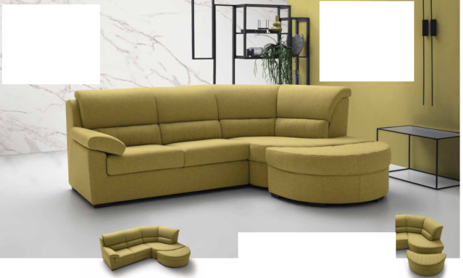 Italian furniture, textile, yellow modern luxury corner couch, L-shape, noble modern Alfitalia.