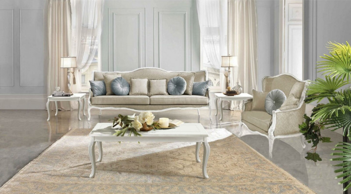 Italian furniture 3-seater classic baroque rococo sofa textile fabric couch new