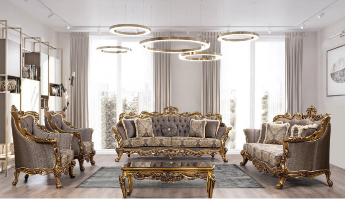 Luxury sofa set classic couch sofa upholstery furniture set complete 5-piece