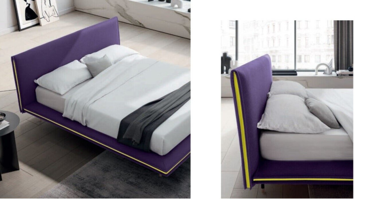Design bed 140x200cm upholstered luxury beds double hotel sleep room wood new