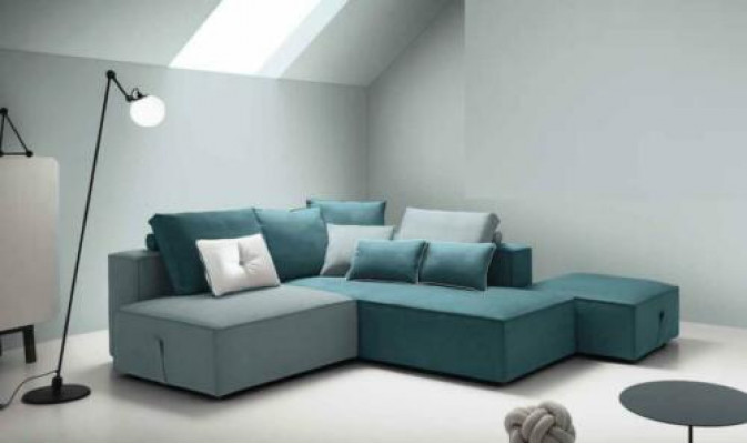 Designer sofa couch corner stool upholstered set living room L-shape modern alfitalia
