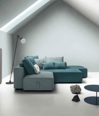 Designer sofa couch corner stool upholstered set living room L-shape modern alfitalia