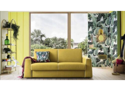 Design Living Room Yellow Sofa 3-Seater Alfitalia Fabric Couch Sofa Upholstery Sofas