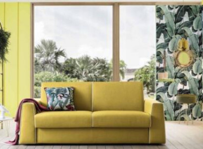 Design Living Room Yellow Sofa 3-Seater Alfitalia Fabric Couch Sofa Upholstery Sofas