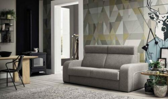 Modern design luxury sofa, 2-seater furniture for living room, gray textile alfitalia