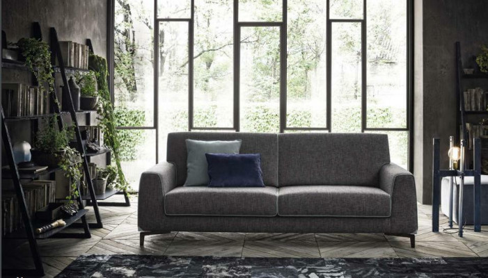 Design Gray Sofa 3-Seater Modern Fabric Couch Sofa Upholstered Sofas Luxury alfitalia
