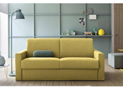 Two-seater designer sofa, 2-seater yellow fabric sofa, sofa bed, Italian furniture
