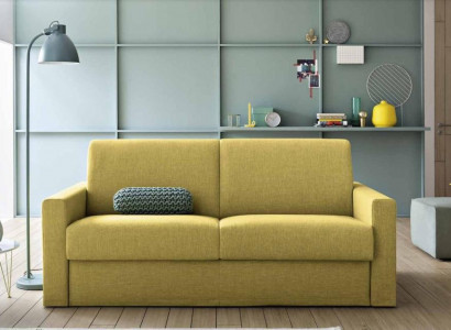 Two-seater designer sofa, 2-seater yellow fabric sofa, sofa bed, Italian furniture