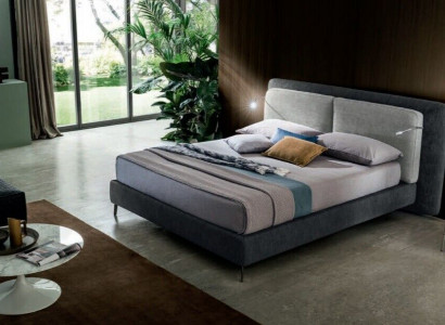 Double hotel beds bedroom textile bed upholstery design luxury wood Italy