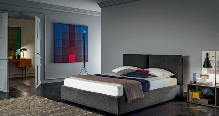 Luxury upholstered seat fabric design bed bedroom beds 180x200 cm textile hotel