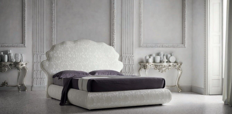 Luxury Italian Design Furniture Bedroom Double Bed 160x200cm Wood Textile Furniture