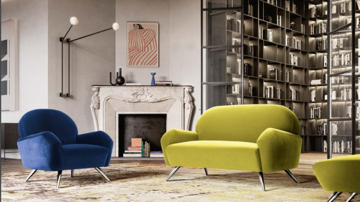 Sofa Couch Upholstered Chair Modern Contemporary Upholstered Armchair Italy 1-Seater