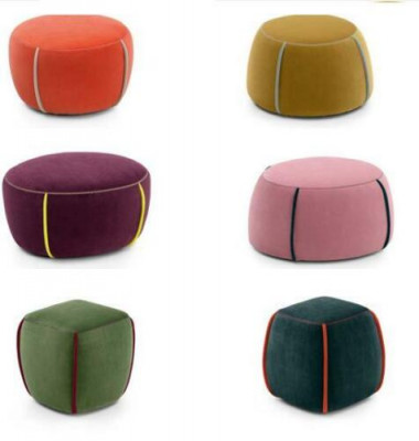Oval Design Upholstered Stool Footstool Ottoman Seat Fabric Upholstered Pouf