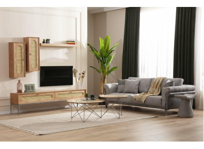TV cabinet lowboard TV furniture sofa 3-seater 2x coffee tables TV wall