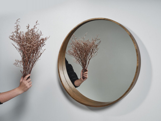 Classic Wooden Wall Mirror Mirror Design Brown Living Room New