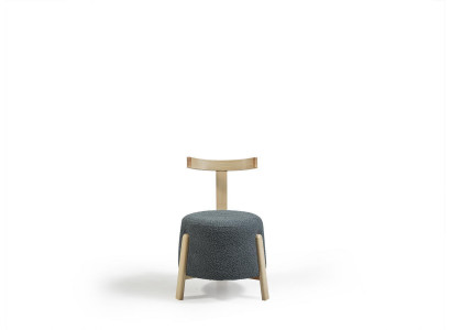 Chair Dining Room Upholstered Chair Lounge Textile Seat Armchair Gray New Round