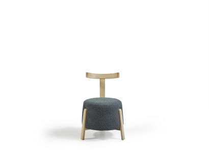 Chair Dining Room Upholstered Chair Lounge Textile Seat Armchair Gray New Round