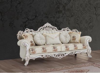 Luxury Three-Seater Couch Upholstered Furniture Velvet Baroque Rococo 3-Seat Sofa