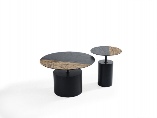 Side Round Table Coffee Table Design Wood Black Living Room Table