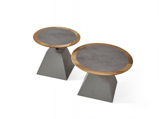 Round wooden coffee table side design silver table furniture living room