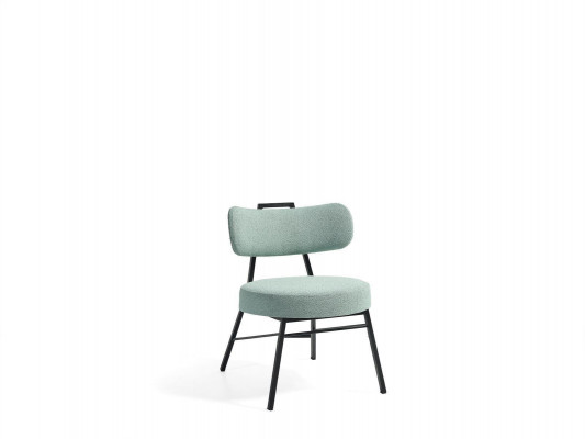 Elegant gray dining chair with round upholstered seat
