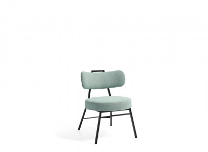 Elegant gray dining chair with round upholstered seat