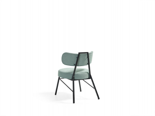 Elegant gray dining chair with round upholstered seat