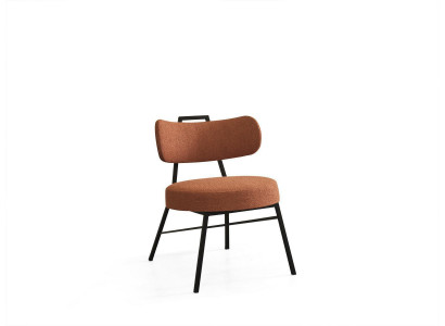 Modern round seat chair made of natural materials with textile upholstery