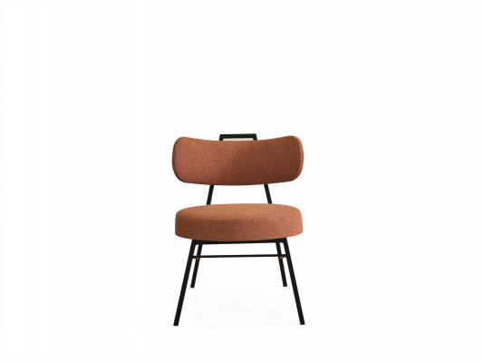 Modern round seat chair made of natural materials with textile upholstery